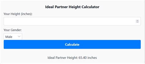 perfect height ratio for couples|Ideal Partner Height Calculator